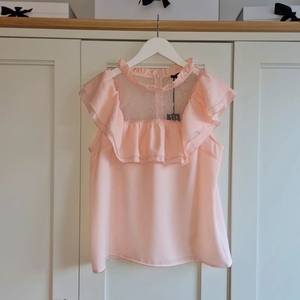 Frill Blouse with Lace Insert